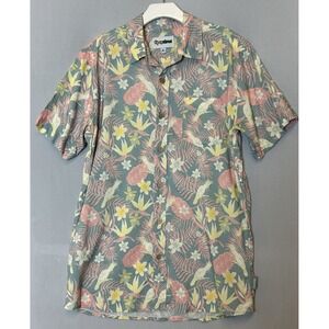 Tipsy Elves Hawaiian Shirt Mens Medium Floral Short‎ Sleeve Button Down Collar